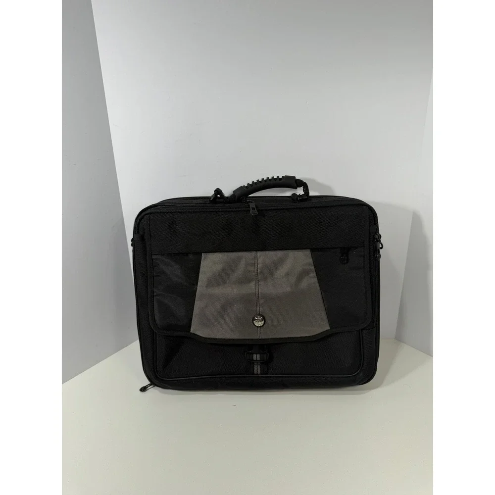 Targus Black Gray Laptop Briefcase Expandable Messenger Bag Business Travel Case